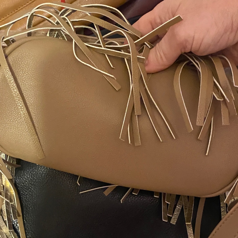 Betsy Johnson Fringed Tan Women's Bag - Picture 6 of 12